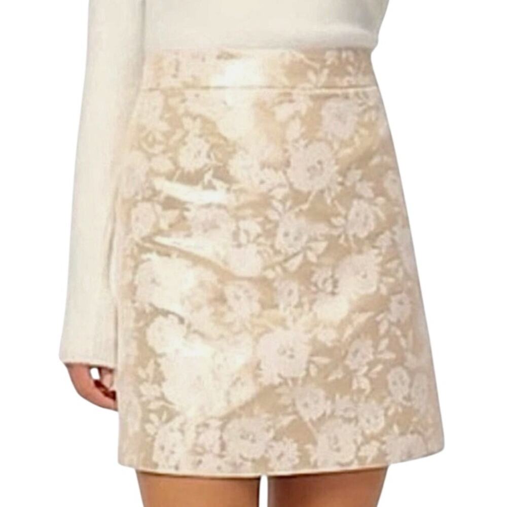 J. Crew NEW Gold White Floral Jacquard Coquette Glam Regency Chic Bridal Skirt